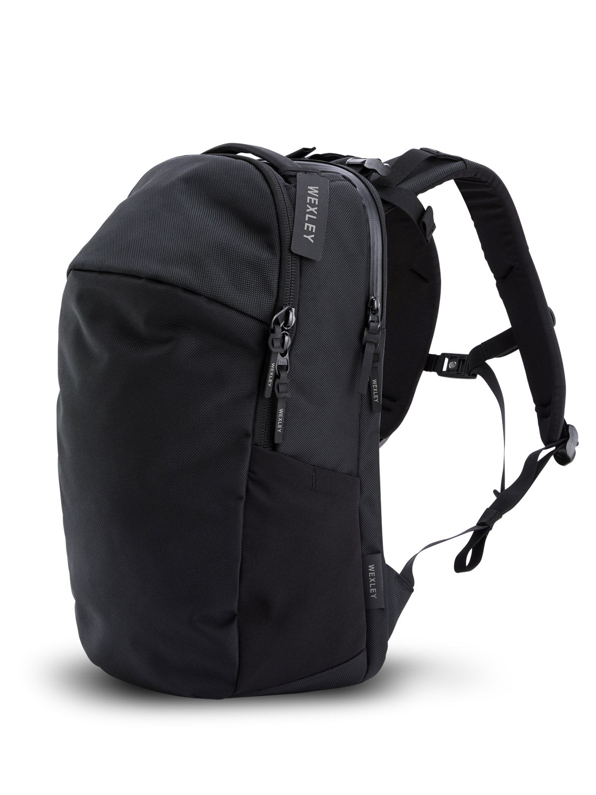 A black JACOB branded backpack with multiple compartments, featuring a laptop compartment, dedicated for everyday use.